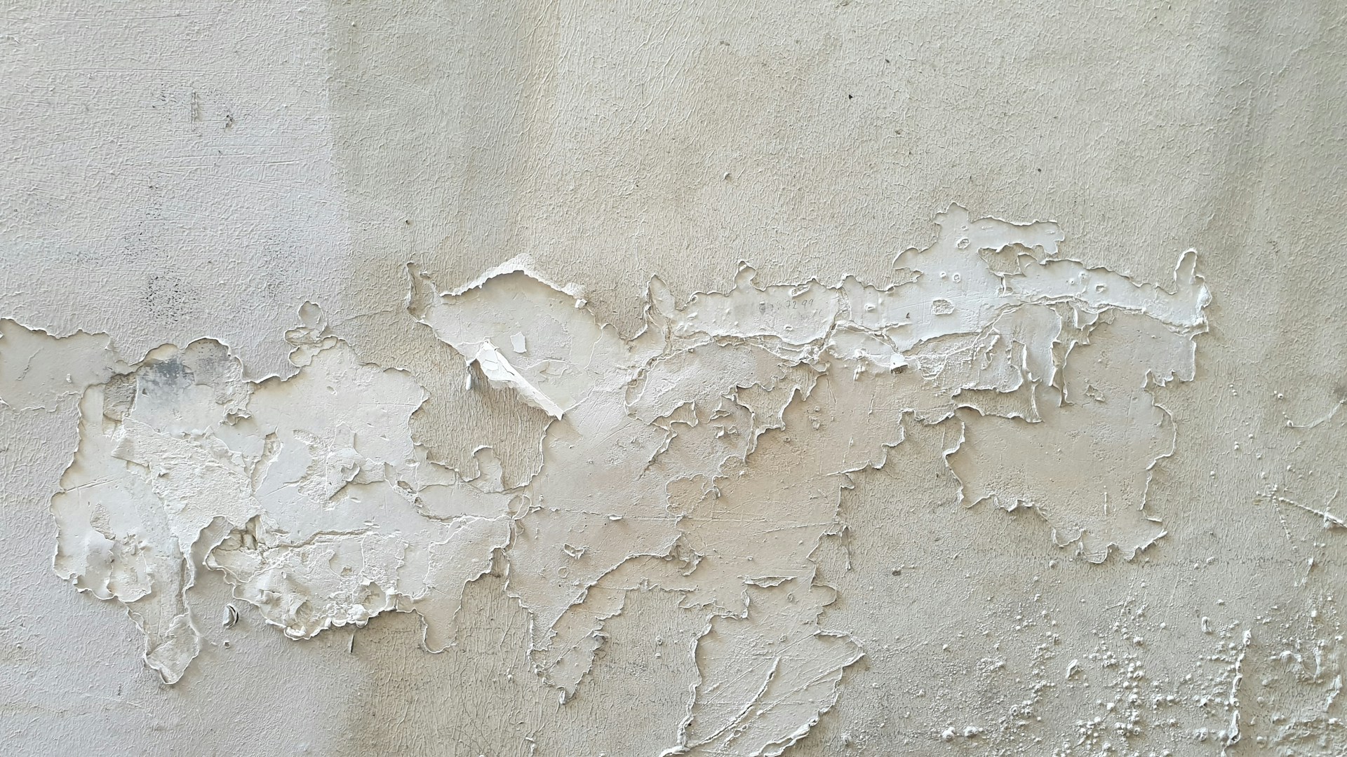 Flaking plasterwork caused by long-term damp and moisture damage to the wall surface